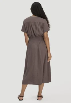 Gewebe Kleid mit Taillierung Midi aus reiner Bio-Baumwolle von hessnatur