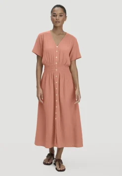 Gewebe Kleid mit Taillierung Midi aus reiner Bio-Baumwolle von hessnatur
