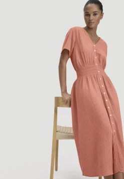 Gewebe Kleid mit Taillierung Midi aus reiner Bio-Baumwolle von hessnatur