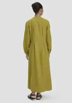 Hemdblusenkleid mit Taillierung Maxi aus Bio-Baumwolle mit Leinen von hessnatur