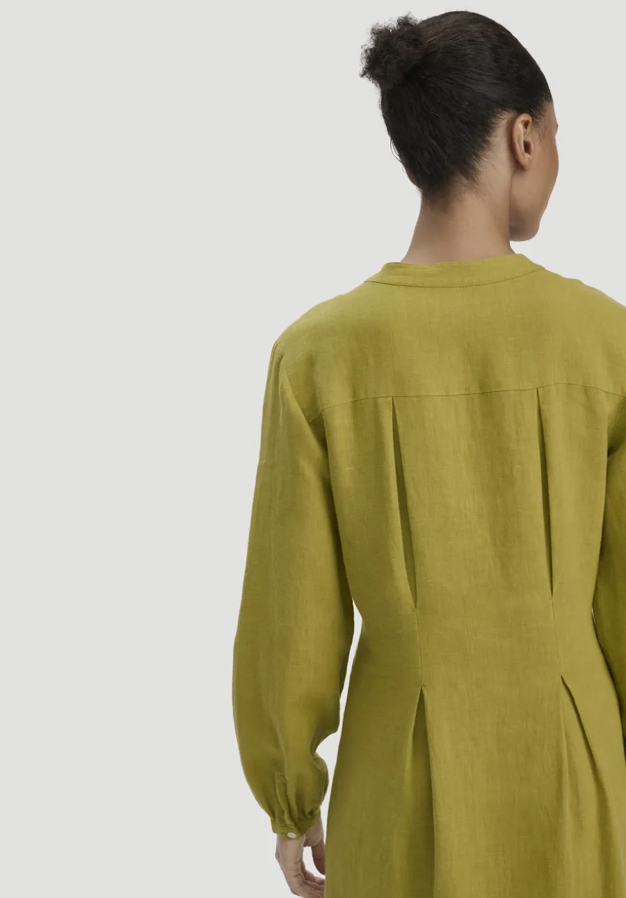 Hemdblusenkleid mit Taillierung Maxi aus Bio-Baumwolle mit Leinen von hessnatur