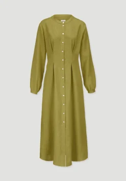 Hemdblusenkleid mit Taillierung Maxi aus Bio-Baumwolle mit Leinen von hessnatur
