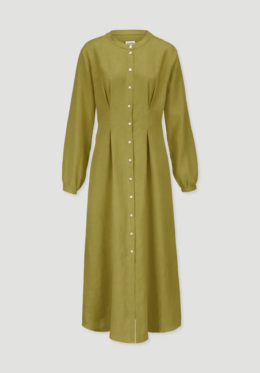 Hemdblusenkleid mit Taillierung Maxi aus Bio-Baumwolle mit Leinen von hessnatur