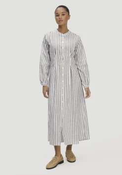 Hemdblusenkleid mit Taillierung Maxi aus Bio-Baumwolle mit Leinen von hessnatur