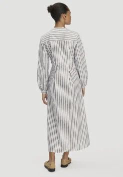 Hemdblusenkleid mit Taillierung Maxi aus Bio-Baumwolle mit Leinen von hessnatur