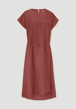 Kleid mit Wickeloptik Midi aus reinem Leinen von hessnatur