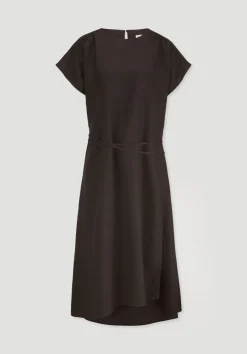 Kleid mit Wickeloptik Midi aus reinem Leinen von hessnatur