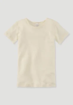 Kurzarmshirt aus Bio-Baumwolle mit Bio-Merinowolle und Seide von hessnatur