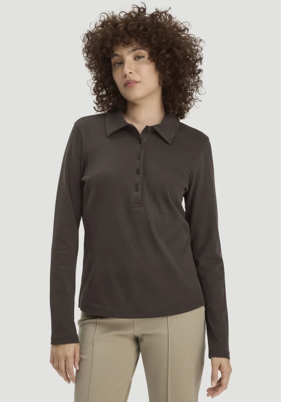 Longsleeve Polo Slim aus reiner Bio-Baumwolle von hessnatur