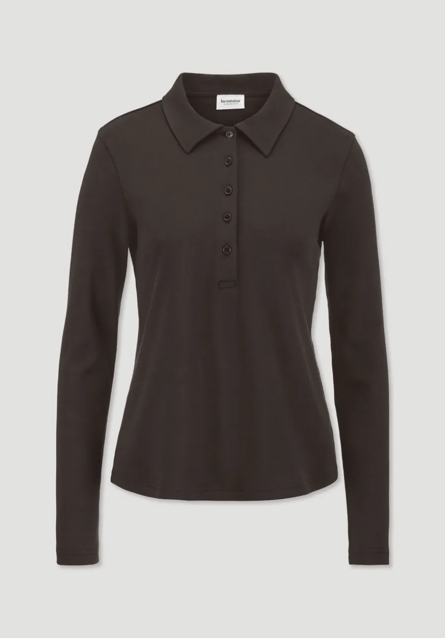 Longsleeve Polo Slim aus reiner Bio-Baumwolle von hessnatur