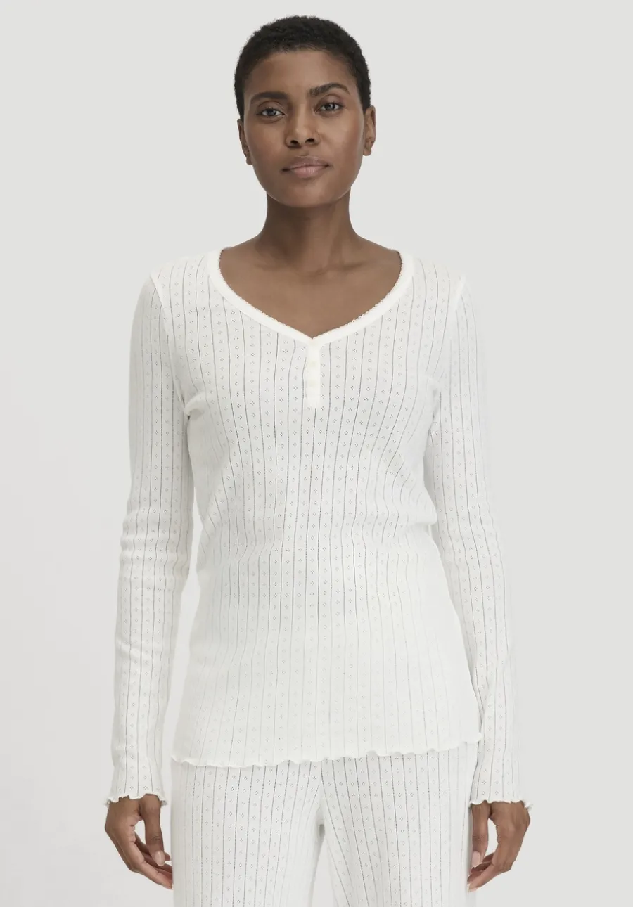 Pointelle Henley Schlafshirt PURE COTTON aus reiner Bio-Baumwolle von hessnatur