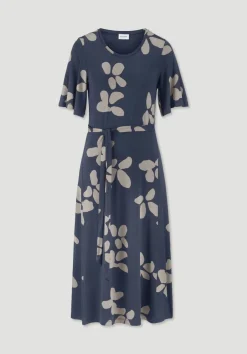 Print Jersey Kleid kniebedeckend Slim aus TENCEL™ Lyocell von hessnatur