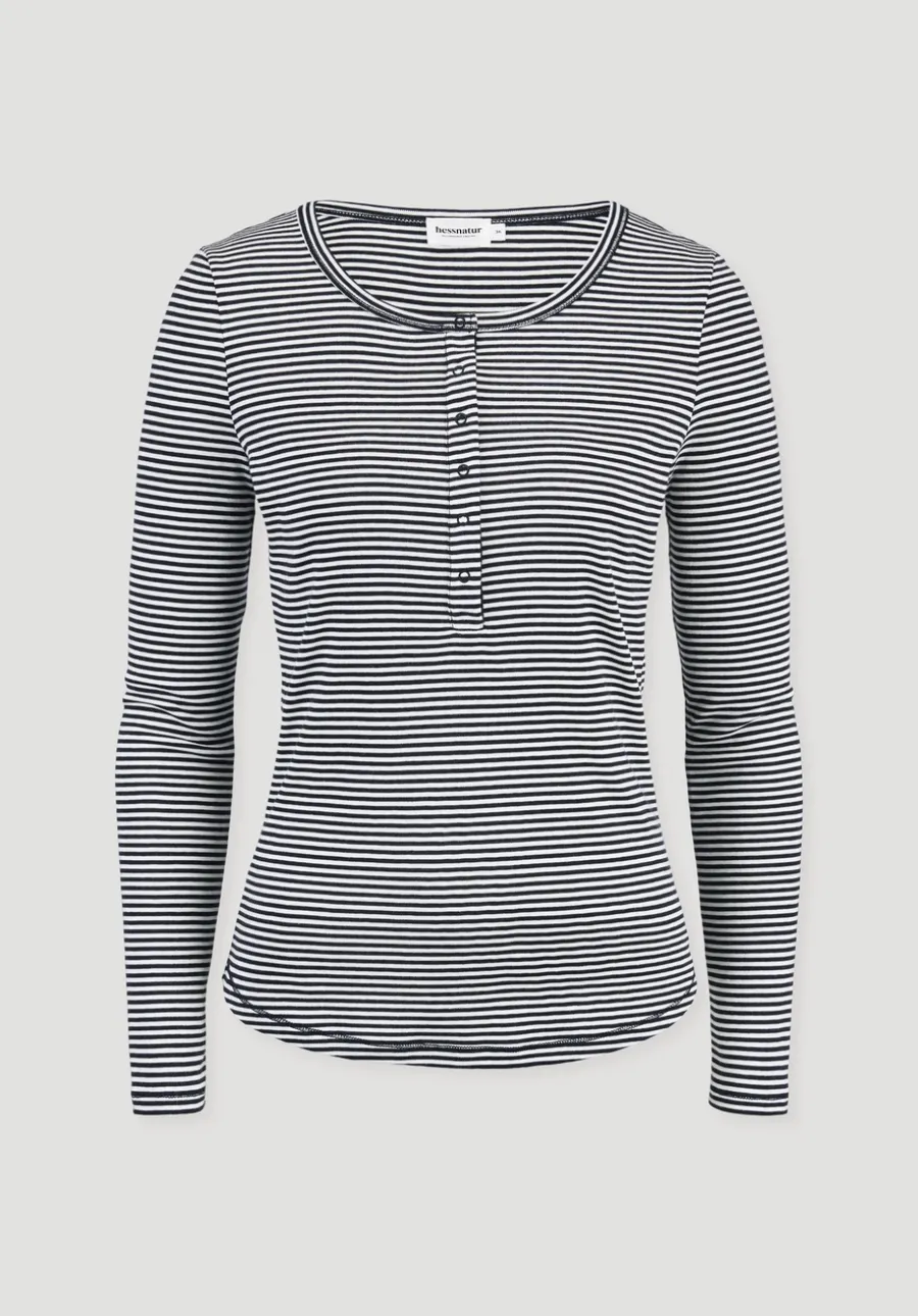 Softrib Longsleeve Streifen Henley Fitted aus Bio-Baumwolle und TENCEL™ Modal von hessnatur
