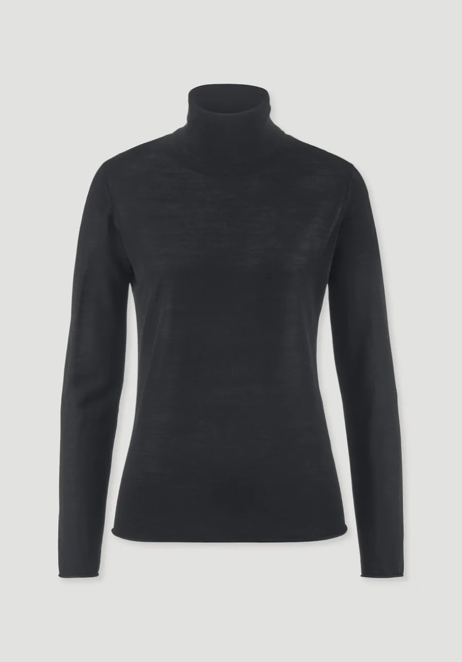 Strick Rollkragen Pullover Slim aus reiner Bio-Merinowolle von hessnatur