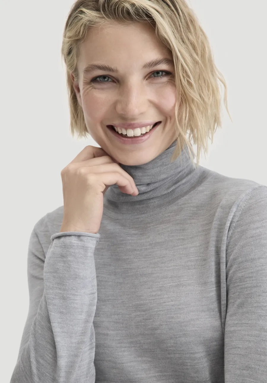 Strick Rollkragen Pullover Slim aus reiner Bio-Merinowolle von hessnatur