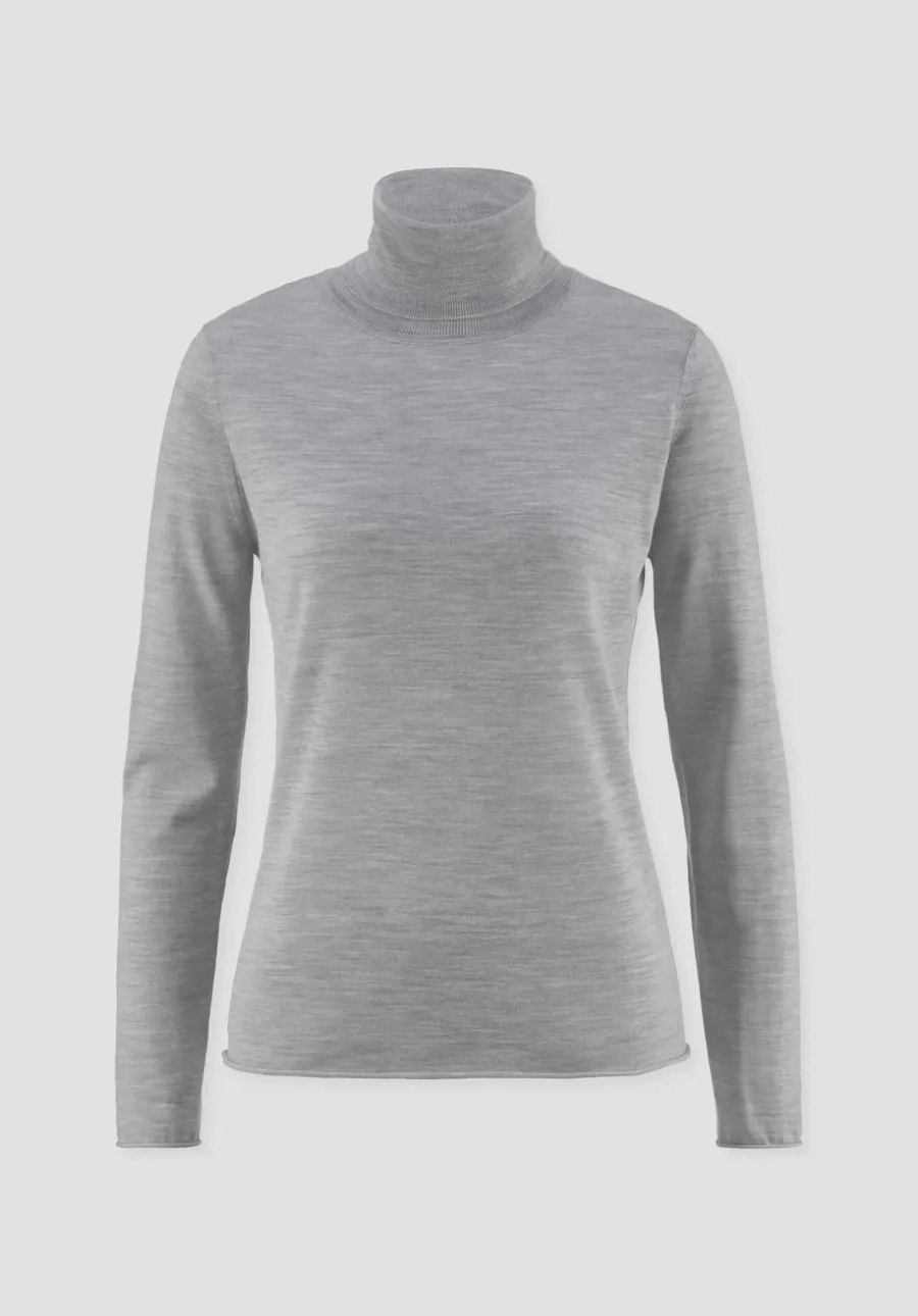 Strick Rollkragen Pullover Slim aus reiner Bio-Merinowolle von hessnatur